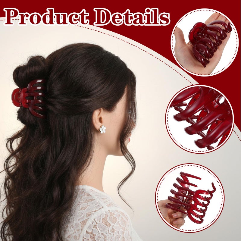 Ymapinc Big Red Claw Clip for Women, Red Hair Clip (3.74 IN), Non-Slip Vintage Hair Accessories, Claw Clips for Curly/Wavy/Long Hair - Image 3